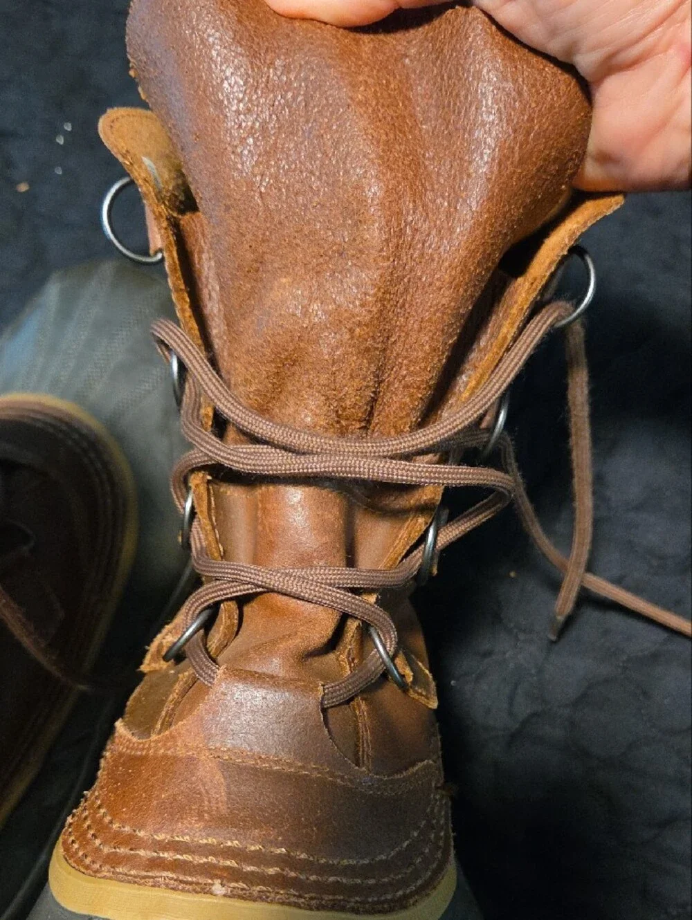 Sorel Caribou Brown and Black Insulated Lace-Up Winter Boots